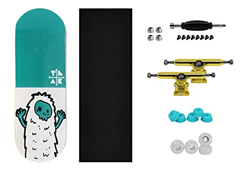 Teak Tuning 32mm Pro Fingerboard Heat Transfer Graphic Complete - Fully Assembled with Pro Level Parts - Pro Shaped Wood Deck (34x97mm), UltraSpin Wheels, Prodigy Trucks - Teal Yeti - color: Teal Yeti