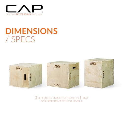 CAP Barbell 3-in-1 Plyometric Box | Multiple Styles and Sizes - size: 20in x 18in x 16in, style: WOOD