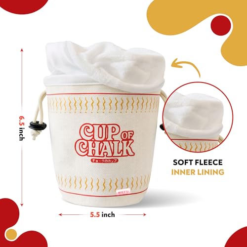 Chalk Bag for Rock Climbing, Bouldering, and Weightlifting - Asian-Inspired Design - Premium Chalk Bucket with Quick-Clip Belt, Zipper Pocket, Brush Holder - color: Cup of Chalk