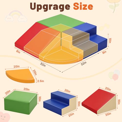 TODIBY 4-Pieces Climbing Toys for Toddlers (XL Size): PU Leather - Soft Play Climbing for Toddlers - Extra Large Foam Climbing Blocks for Crawling and Sliding Indoor Playground for Kids - style: XL Classic