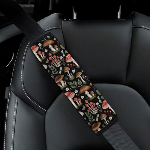 2PCS Soft Padded Car Seat Straps Shoulder Pads for Adult Use, Most Cars, Trippy Leaves Mushroom Shoulder Protector, Shock Absorption - color: Pattern 315