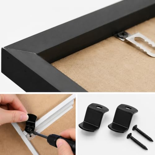 3/8" Depth Flat Offset Canvas Clips, Black Z Shaped Heavy Duty Double Hole Picture Frame Clips for Canvas Framing Hardware with Screws, 20Pcs - size: 3/8 Inch
