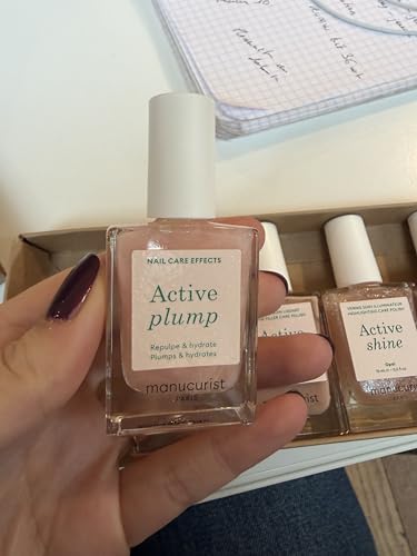 Manucurist Active Icons Duo Bright & Plump Nail Polish Set | Nail Care Duo with Active Bright and Active Plump - Helps Brighten Nails for a Natural-Looking Glow - No Lamp, Vegan - color: Active Bright, Active Plump