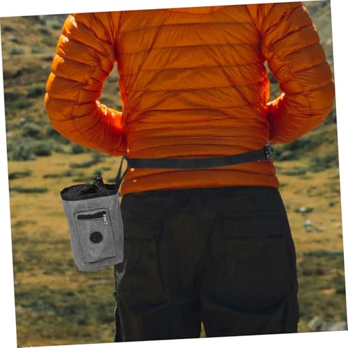 Kisangel Gray Antislip Chalk Bag for Rock Climbing with Oxford Cloth Waist Pouch Lightweight Portable Training Pouch with Zippered Pocket for Bouldering and Gymnastics