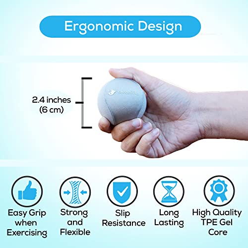 Serenilite Hand Therapy Exercise Stress Ball Bundle - Tri-Density Stress Balls for Adults & Grip Strengthening - color: Cloud, Sea Breeze, Titanium Set