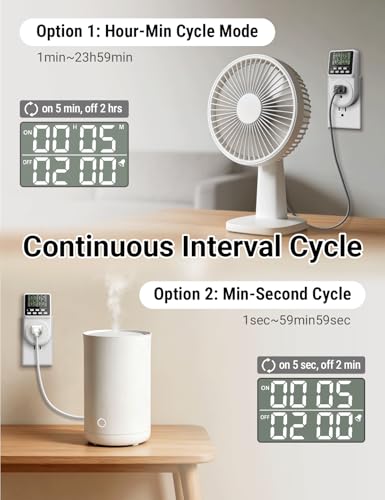 Techbee Indoor Digital Infinite Repeat Cycle Intermittent Outlet Timer Plug 24 Hour Programmable Timed Electrical Power Switch with Countdown Delay on Off Function for Lights and Appliances (2 Pack) - style: 2 Pack