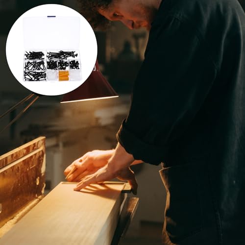 Luxshiny Black Hardened Self-Tapping Screws Set Round Head Cross Screws with Washers and Expansion Anchors for Cabinet and Shelf Installation 180pcs