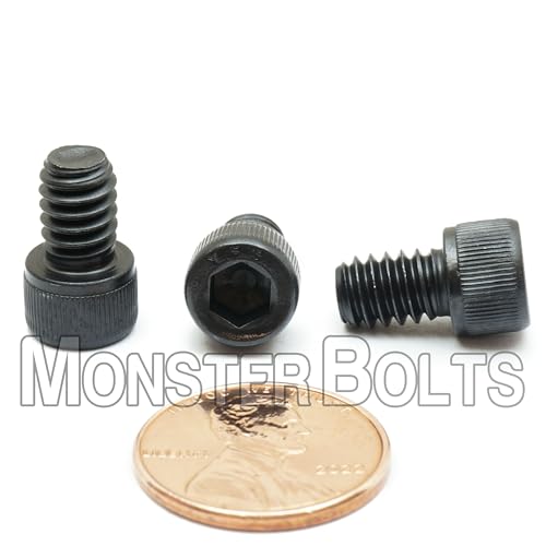 MonsterBolts - 1/4"-20 x 3/8" Socket Head Screws, ASTM A574, Alloy Steel, Black Oxide, 10 Pack - size: 0.375 In. (3/8")