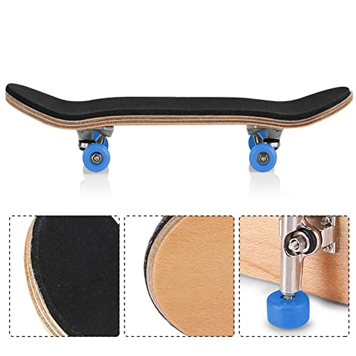 Gavigain 1Pc Wooden Fingerboard Maple Wooden Alloy Fingerboard Finger Skateboards with Box Reduce Pressure Kids Gifts(Dark Blue)