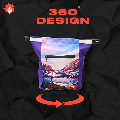 Rock Climbing Chalk Bucket | for Bouldering Gym & Outdoor Use | Durable Hook & Loop Closure, 2 Zippered Pockets, Easy-Carry Handle - style: Rocky Mountains