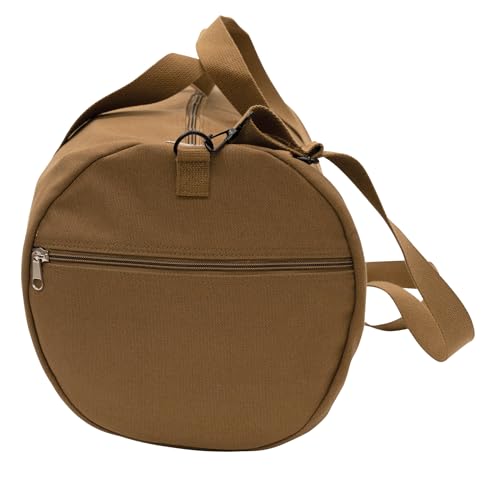 Rothco Heavy-Duty Canvas Shoulder Duffle Bag - Rugged Travel Gym Gear Equipment Bag - color: Work Brown, size: 19 Inches