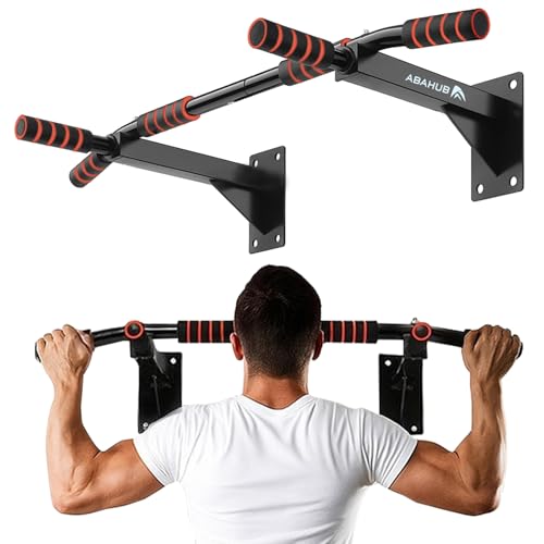 Abahub Wall Mounted Pull Up Bar,440lbs Multi-Grip Chin-Up Bar for Home Gym | Black/White,Durable,Heavy-Duty,Stable Training Bar - color: Black