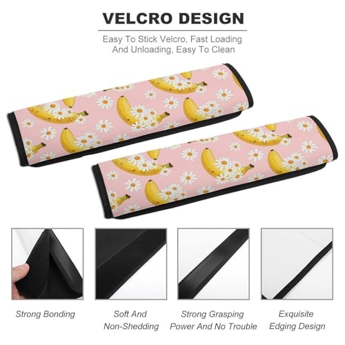 2 Pack Universal Soft and Comfortable Seat Belt Cover for Kids, Car Seats Pushchair Strollers High Chair Pushchair, Cute Banana White Daisy Flower Seat Belt Cushion - color: Pattern 304