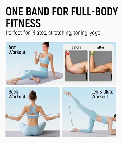 Upgraded Figure 8 Resistance Bands, Resistance Bands for Arms & Full Body Workout, Stretch Resistance Band with Handles for Yoga, Pilates, Toning, Home Fitness & Physical Therapy - color: 35LB Grey