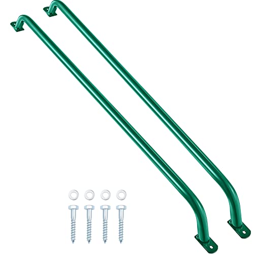 Lounsweer 2 Pcs,39 Inch Playground Safety Handles, Long Grab Bars,Green | Playhouse Ladder Handles, Treehouse Accessories, Rock Climbing Wall, Metal Grab Bars, Safety Handrails, Playground Equipment - color: Green, size: 39 Inch