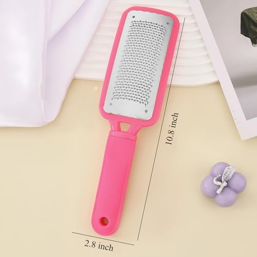 Foot Files Foot Scrubber Pedicure, Stainless Steel Callus Remover for Feet, Professional Foot Grater Rasp Scraper to Hard Skin Corns for Dry and Wet Fee - style: 1X Foot Files(Pink)