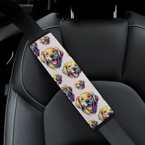2 Pack Golden Retriever Dog Car Seat Belt Pad Universal Soft and Comfortable Harness Pads Strap for Adult Use, Most Cars, Easy Install (No Tool) - color: Pattern 679