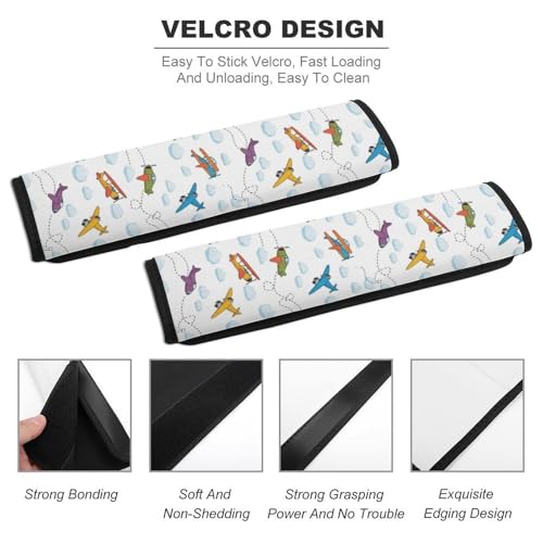 2 Pack Cute Aircraft Airplane Seat Belt Cover Universal Fit Shoulder Protector for Adults and Children, Most Cars, Comfortable Driving - color: Pattern 987