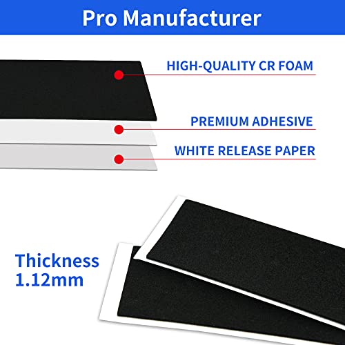 12PCS Fingerboard Grip Tape, Foam Grip Tape for Fingerboards，110mm x 38mm Black Wooden Fingerboard Skateboard Foam Grip Tape Stickers(12) - style: 12