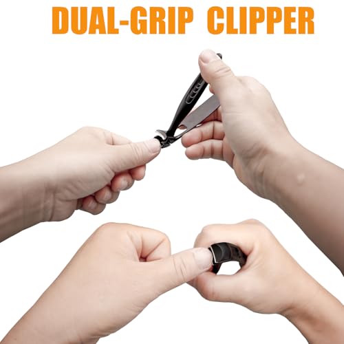 Precision Stainless Steel Heavy Duty Angled Head,Wide Jaw Clippers for Seniors and Man,Ingrown Toenail,Thick Nail.Extra-Long Handle, Extra-Large Slanted Nail Cutter. Men,Women,Elderly.7Pcs (7PCS NAI)