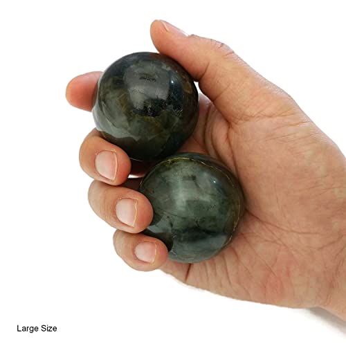Top Chi Labradorite Baoding Balls for Hand Therapy, Exercise, and Stress Relief (Large 2 Inch) - size: Large 2 Inch