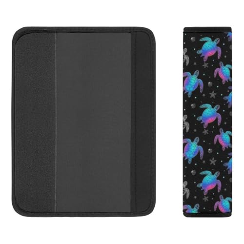 2 Pack Universal Fit Seat Belt Cover for Child, Stroller Pushchair High Chair, Neon Purple Sea Turtle Black Automotive Seat Belt Protector, Pressure Relief - color: Pattern 971