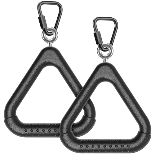 Dolibest 2PCS Monkey Bars, Triangle Trapeze Swing Bar with 2PCS Triangle Carabiners, Outdoor Play Equipment, Swing Set Accessories Monkey Rings, Obstacle Ring Toys Set for Kids, Black - color: Black2-2 Pack