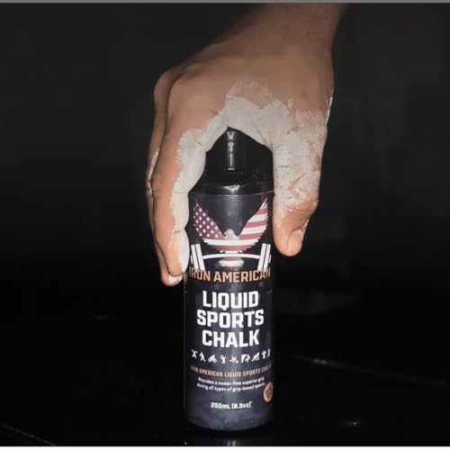 IRON AMERICAN Liquid Chalk - No-Mess Long-Lasting Grip Chalk for Weightlifting, Gymnastics, Rock Climbing, and Fitness Training - Advanced Hand Chalk for Gym - size: 1-PACK (250 mL)