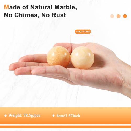 Learay 2Pcs Baoding Balls, Boading Balls for Hand Therapy, Beige, 1.57 inch | Chinese Health Exercise Massage Balls with Carry Pouch for Stress Relief Meditation Ball - color: Beige/1.57 Inch