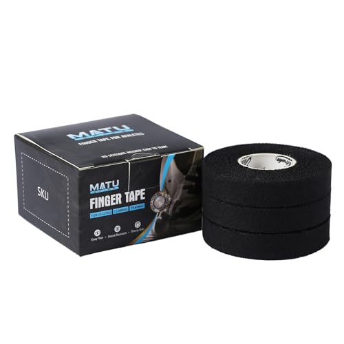 Jiu Jitsu Tape - Strong Athletic Finger Tape, 1/2" x 32.8' - Protect Fingers and Toes in MMA, Judo, Wrestling, Martial Arts, Rock Climbing - color: B: Black