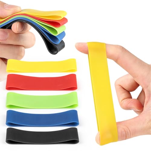 Finger Resistance Bands Kit, 5 Levels Latex Finger Extension Exerciser Fingers Stretcher Bands, Hand Strength Training Grip Strengthener for Extensor Training, Forearm, Hand, Fingers Strength Workout