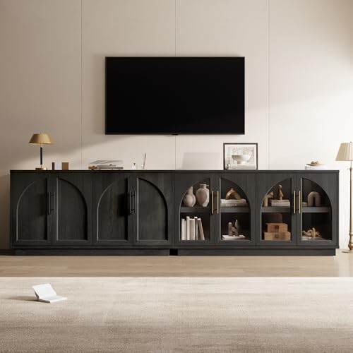Fatmok 2-Piece Buffet Cabinet Set, Glass Display Cabinet & Solid Storage Cabinet Combo, 59” Modern Sideboard with Adjustable Shelves for Dining Room Living Room Entryway (Black Grey) - color: Ab-black Grey