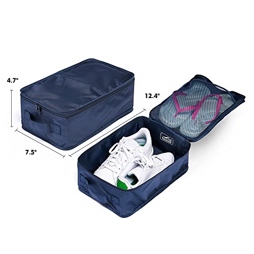 Travel Shoe Bags, Foldable Waterproof Shoe Pouches Organizer-Double Layer (8 Navy Shoe Bags) - color: Navy, size: 8 Packs