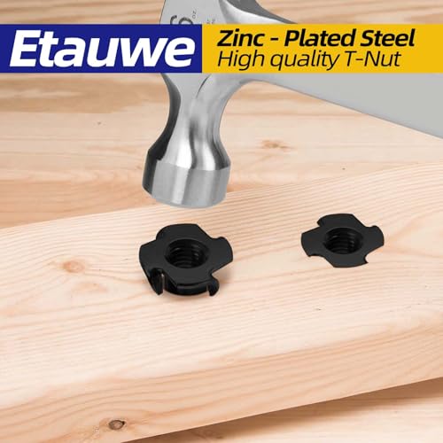 5/16"-18 T-Nuts Black Zinc Plated Steel, 4-Pronged Tee Nut for Wood, Rock Climbing Holds, Furniture, 50 PCS - color: Black Carbon Steel, size: 5/16"-18