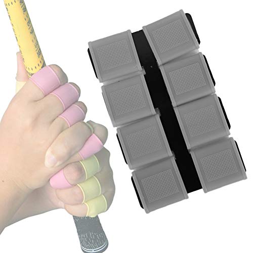 Finger Sleeves, 8pcs Finger Protector Silicone Finger Tube Golf Gloves Golf Finger Protector Tape Anti Slip Elasticity Golfer Swing Grip Golf Finger Band Cover Sets (Grey) - color: Grey