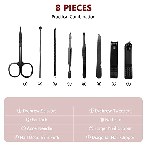 Geosar 12 Sets Manicure Set Nail Clippers Pedicure Kit 8 in 1 Grooming Stainless Steel Kits Nail Care Tools with Travel Case for Employee Coworker Teachers Nurse Gifts(Red Background) - color: Red Background