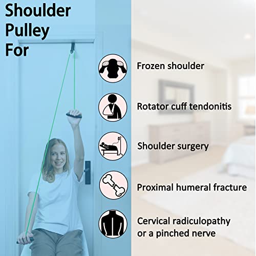 Shoulder Pulley Over The Door Physical Therapy System | Over-the-door exercise pulley designed for shoulder physical therapy exercises. - color: Green