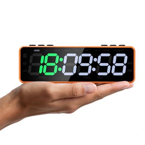 Gym Timer with Strong Magnet for Home Gym, Interval Timer Battery Supply | Workout Clock with Stopwatch, Count up/Down,Custom Interval for Fitness/Home/Boxing - style: 1 inch-Orange