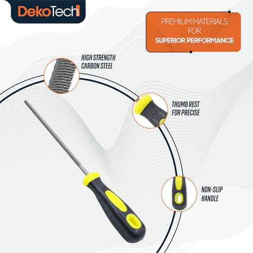 Dekotec 6-Inch Round File – High Carbon Hardened Steel, Ergonomic Grip, Plastic Non-Slip Handle, Suitable for Wood, Plastic, Metal, Model, 3D-Print, etc. - style: 6-Inch Round File – High Carbon Steel Hand File with Ergonomic Anti-Slip Handle