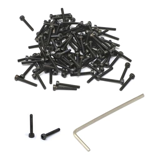 iexcell 100 Pcs M2 x 14mm Thread Pitch 0.4 mm Alloy Steel 12.9 Grade Hex Socket Head Cap Screws Bolts Kit, Black Oxide Finish - size: M2 x 14mm