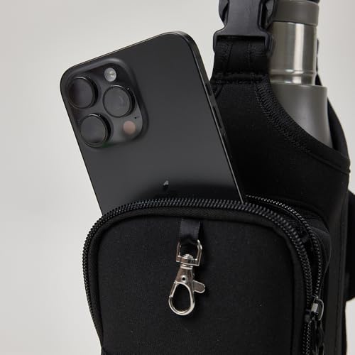 VAKAER Magnetic Gym Bag, Water Bottle Carrier Holder with Phone Pocket & Adjustable Strap,10 Ultra-Strong Magnets Stick to Fitness equipment, Workout Accessories Pouch for Women & Men, Black - color: Black