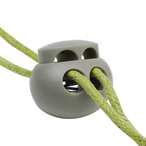 DYZD Plastic Cord Lock End Toggle Double Hole Spring Stopper Fastener Slider Toggles End (Grey 10PCS) - color: Grey