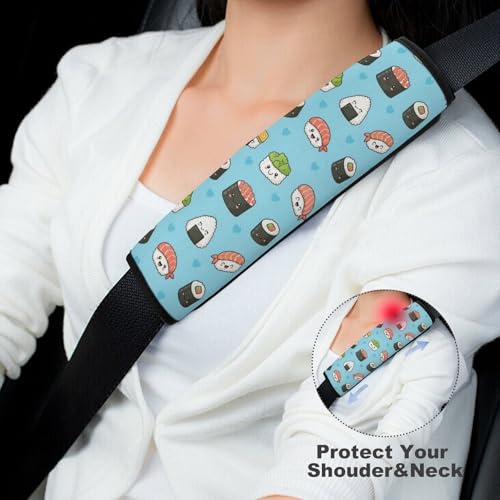 Universal Soft and Comfortable Car Seat Straps Shoulder Pads for Girls and Boys, Most Cars, 1 Pair Blue Sushi Harness Pads Strap Comfortable Driving - color: Pattern 207