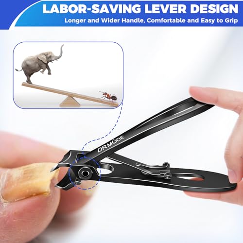 Toenail Clippers for Thick Toenails for Seniors | Heavy Duty Toe Nail Clippers for Men Thick Ingrown Nails with Wide Jaw, Slanted Curved Large Fingernail Clipper Cutter -Black - size: Big