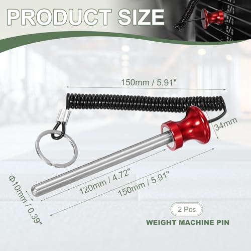 Weight Stack Pin, Weight Gym Pin Strength Training Equipment Replacement with Pull Rope for Commercial Home - color: Red, size: 0.4 x 4.7 Inch