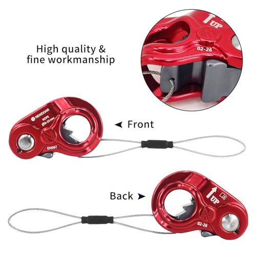 NewDoar Rope Ascender Lightweight Rope Clamp Ascender Riser Adjuster Fits 8-13mm Rope Self-Locking Grip for Rock Climbing,Hunting,Protection Rescue,Rappelling,Arborist,Gear Equipment - color: Red