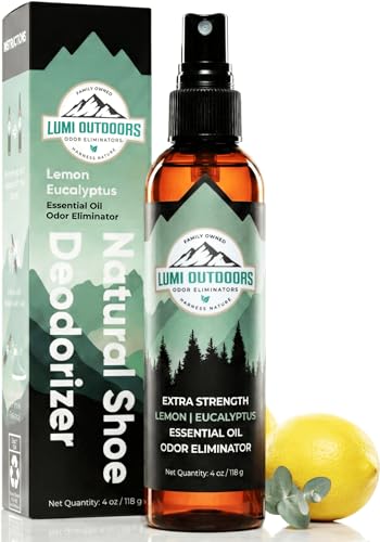 Lumi Outdoors Natural Shoe Deodorizer Spray - Odor Eliminator | Destroys Stubborn Shoe Smells at the Source - 700+ Sprays - Sneakers, Work Boots, Cleats & Gym Bags - Lemon Eucalyptus Scent - style: 1 Pack - Lemon Eucalyptus