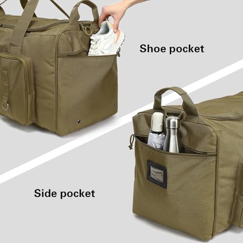 120L Extra Large Duffle Bag for Men, 32" Heavy Duty Sports Gym and Travel Duffel Bag with Shoes Compartment, Equipment Gear Bag for Football Soccer Baseball Hockey Helmets Pads, XL Giant Brown - color: Brown