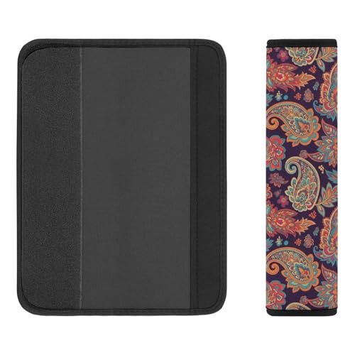 Universal Soft and Comfortable Car Seat Straps Shoulder Pads for Adult Use, Stroller Pushchair High Chair, 2PCS Boho Floral Paisley Harness Pads Strap - color: Pattern 602