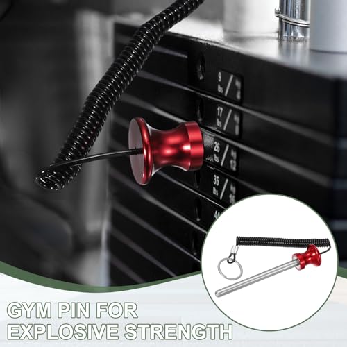 Weight Stack Pin, Weight Gym Pin Strength Training Equipment Replacement with Pull Rope for Commercial Home - color: Red, size: 0.4 x 4.7 Inch